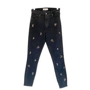 Abercrombie & Fitch High Rise Super Skinny Ankle Floral Embroidered Jean size 27